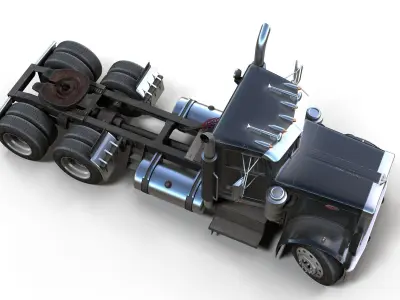 Peterbilt 359 day cab semitruck Low-poly 3D model