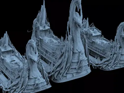 Kharon the Ferryman Ship 3 models 3D model