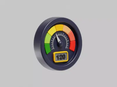 Speedometer Cartoon Low-poly 3D model