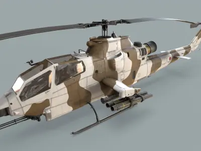 Bell AH-1S Cobra JGSDF Winter Complex Animation Low-poly 3D model