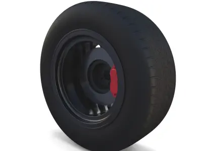 Generic Dark Alloy Wheel and Brake 3D model