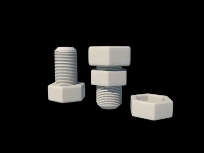 Nut and bolt 3D model