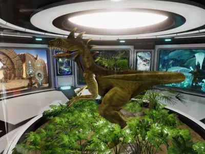 Alien Creature Gallery SciFi Interior Low-poly 3D model