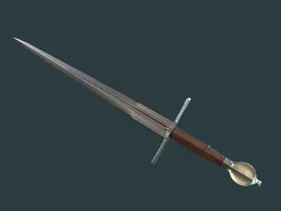 Albion Viceroy Medieval Sword PBR game ready Low-poly 3D model