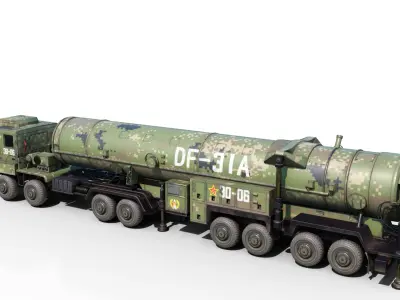 4 coatings of DF-31A CSS-10 DF31A ballistic missile launcher Low-poly 3D model