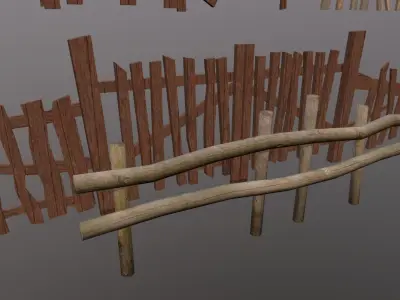Medieval fences Low-poly 3D model