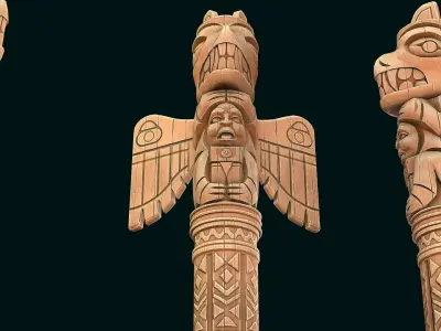 Stylized Wood Totem 7 Low-poly 3D model