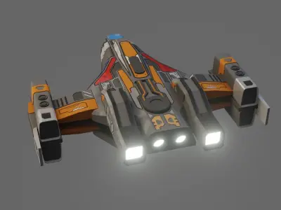 Sci-Fi Aircraft - Low Poly - Game Ready - PBR Low-poly 3D model