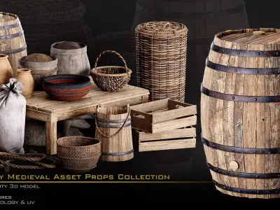 Medieval Asset Props Low-poly 3D model