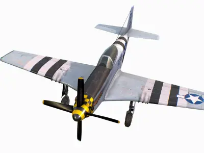 United States American fighter aircraft P-51D-5 Mustang Low-poly 3D model