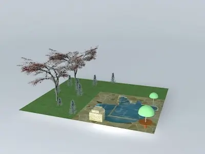 Natural Pool, Fish Farm with Landscaping Free 3D model