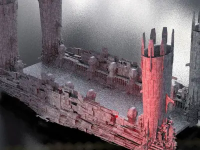 Ancient Scifi ruin Bridge Low-poly 3D model