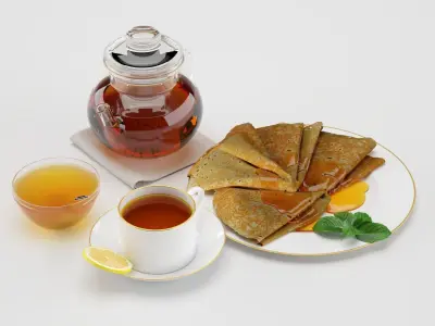 Pancakes with Honey 3D model