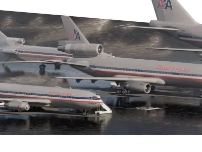 American airlines Boeing 747-100 DC-10-10 727-200  707-123B 3D model