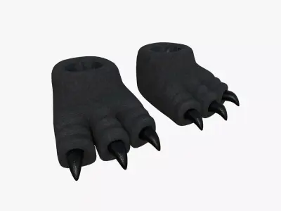 Slippers G08 Black Dino Paw - Costume Character Design Low-poly 3D model