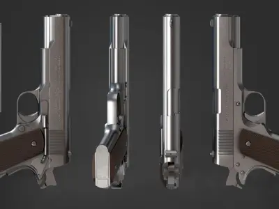 Colt 1911 pistol in 3 types Low-poly 3D model