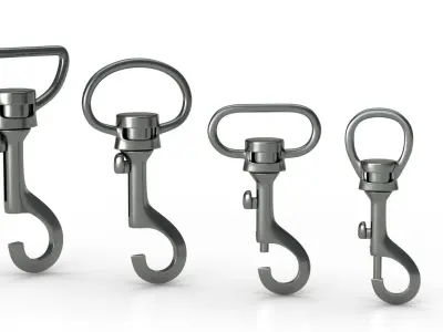Set of 4 Metal Carabiner LowPoly Low-poly 3D model Low-poly 3D model