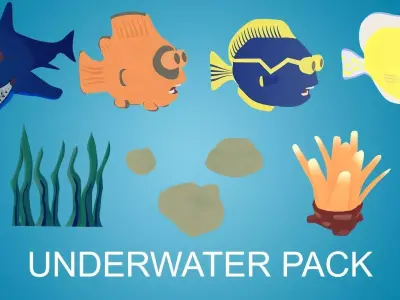 Underwater Pack Low-poly 3D model