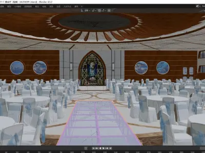 Hotel Banquet Hall 3D model