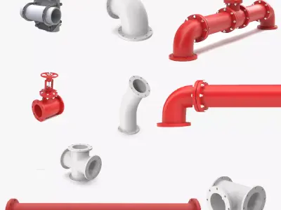 Industrial Pipes Collection High Quality 3D model