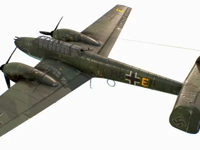 German fighter bomber Messerschmitt Bf 110 C4 Low-poly 3D model