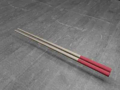 chopsticks set of in box Low-poly 3D model