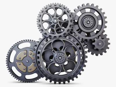 Gear Mechanism Low Poly v 3 Low-poly 3D model