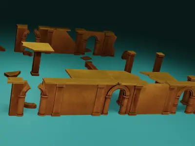 Modular Stylized Ruin Low-poly 3D model