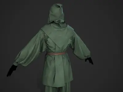 Green Medieval Outfit Low-poly 3D model
