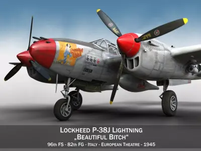Lockheed P-38 Lightning - Beautiful Bitch 3D model