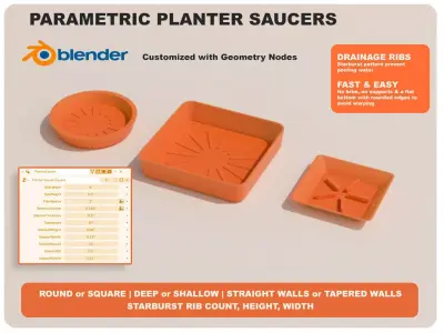 Planter Saucer - Geometry Nodes Free 3D print model