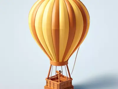 LowPoly Hot Air Balloon Low-poly 3D model