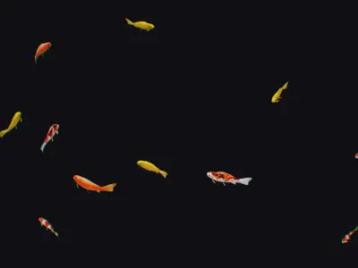 Carp Koi Flock Realistic Fish River Animal Animated Lowpoly Low-poly 3D model