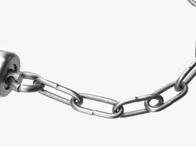 Staff three sectional plastic with chain 3D model