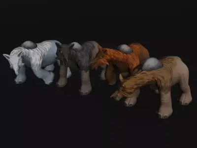 Stylized Paraceratherium Fantasy Creature Rigged Game Ready Low-poly 3D model