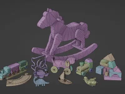 Wood Toys Game Assets Low-poly 3D model