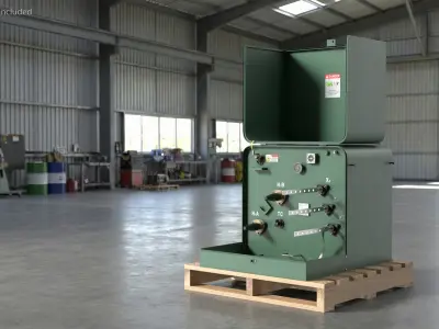 Single Phase Pad Mounted Transformer on Pallet 3D model