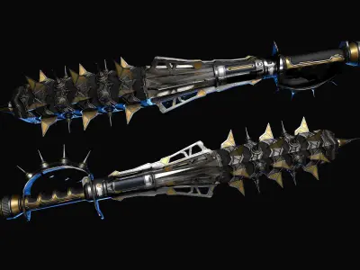 Sci-Fi Electric Cyber Mace Low-poly 3D model