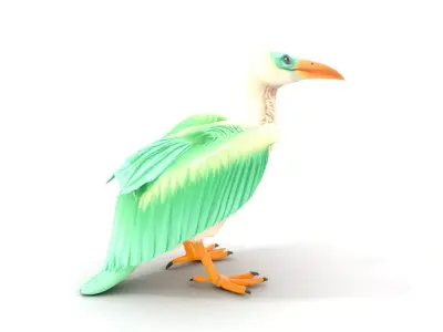 Pastel Feathered Bird model pack Low-poly 3D model