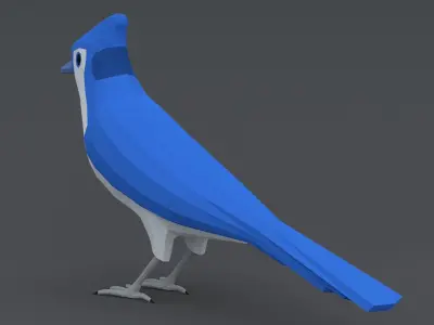 Low Poly Cartoon Blue Jay Low-poly 3D model