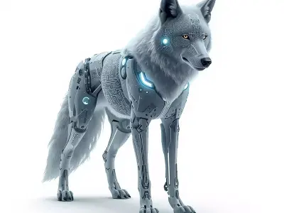 Bioluminescent Cyber Wolf 3D Model Low-poly 3D model