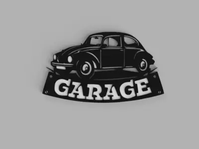 VOLKSWAGEN BEETLE FUSCA VOCHO VW LOGO Garage Wall Picture 3D print model