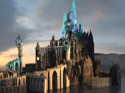 French Fortress Cliffs 3D model