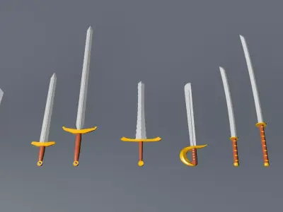 Small Set of Low Poly Melee Weapons Low-poly 3D model