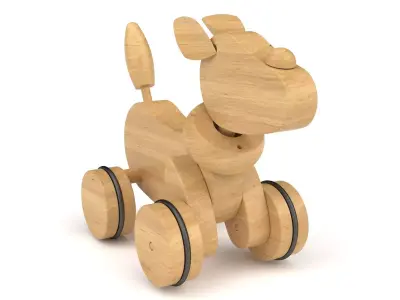 Wooden toy dog 3D model