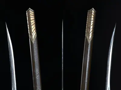 Long Sword Melee Weapon Low-poly 3D model