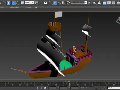 ship1 pirate ship in rain Low-poly 3D model