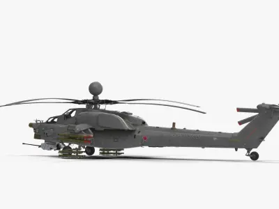Mi-28N Gray Low-poly 3D model