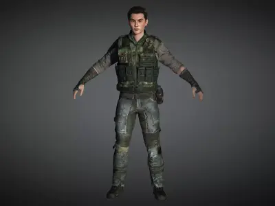 AAA Apocalypse Male Character 08 Low-poly 3D model