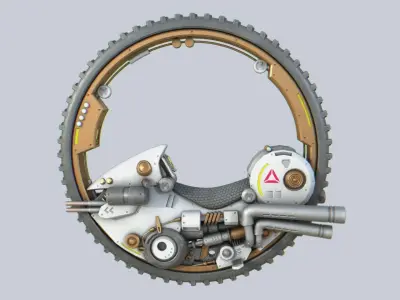 Mono wheel vehicle Low-poly 3D model